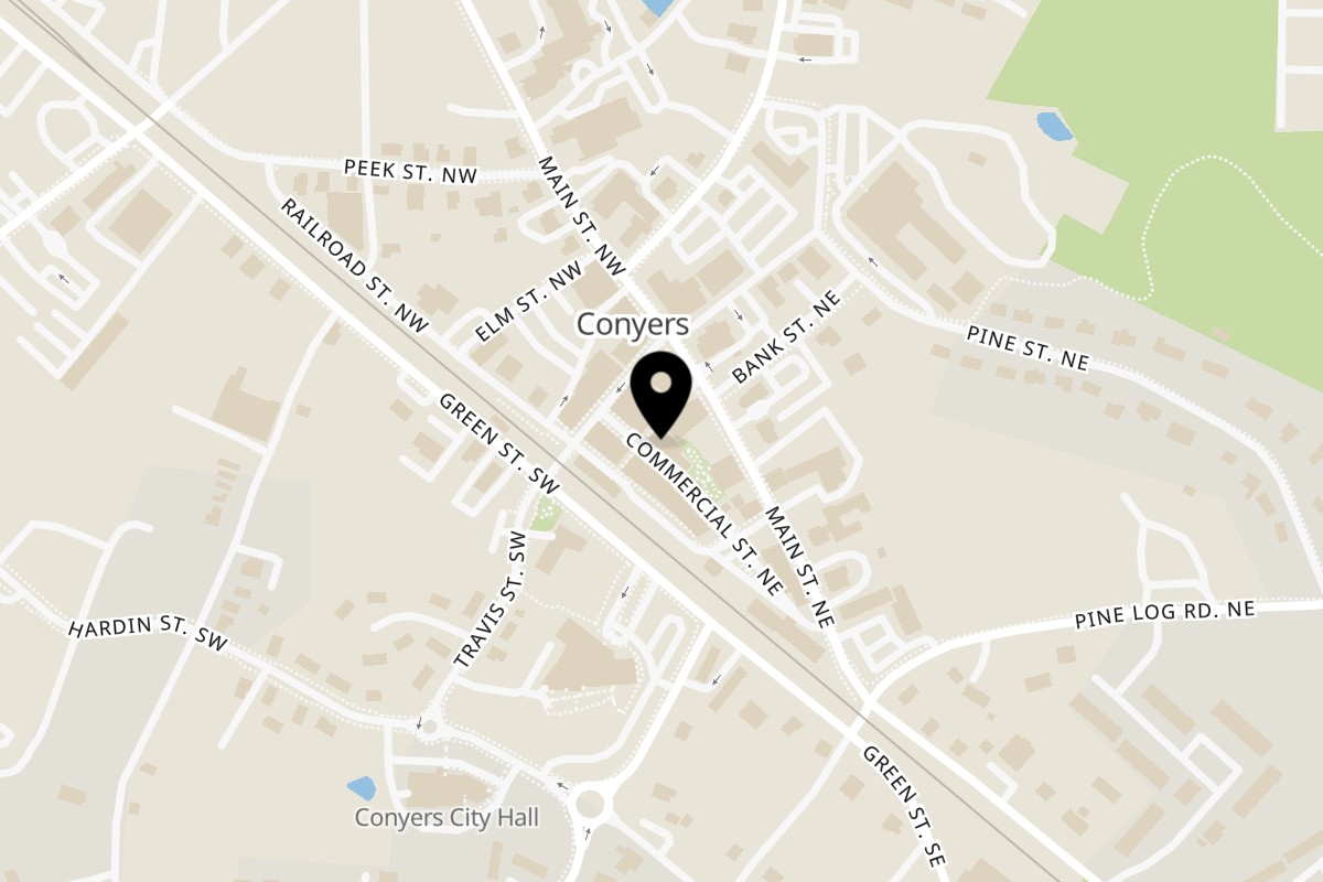 Map showing the location of Virgil's Gullah Kitchen & Bar Conyers on 914 Commercial St NE in Conyers